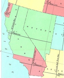 color map of California showing three Initial Points